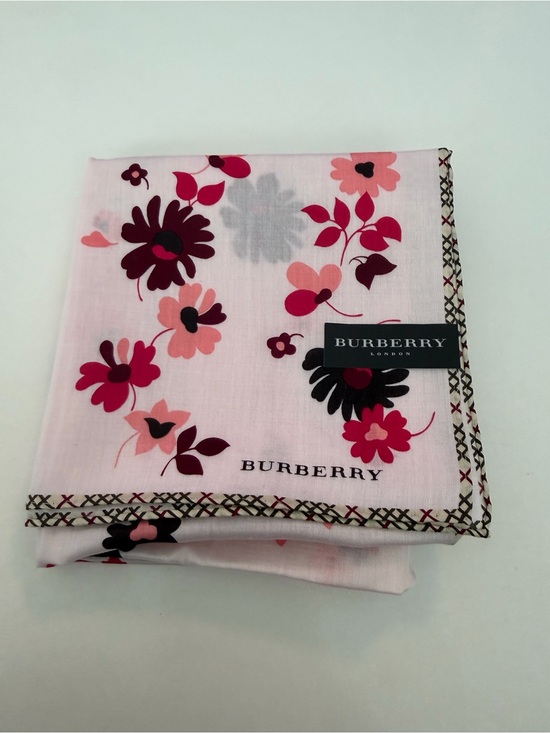 Burberry Accessories - Authentic Burberry Pink Floral Cotton Handkerchief 22x22